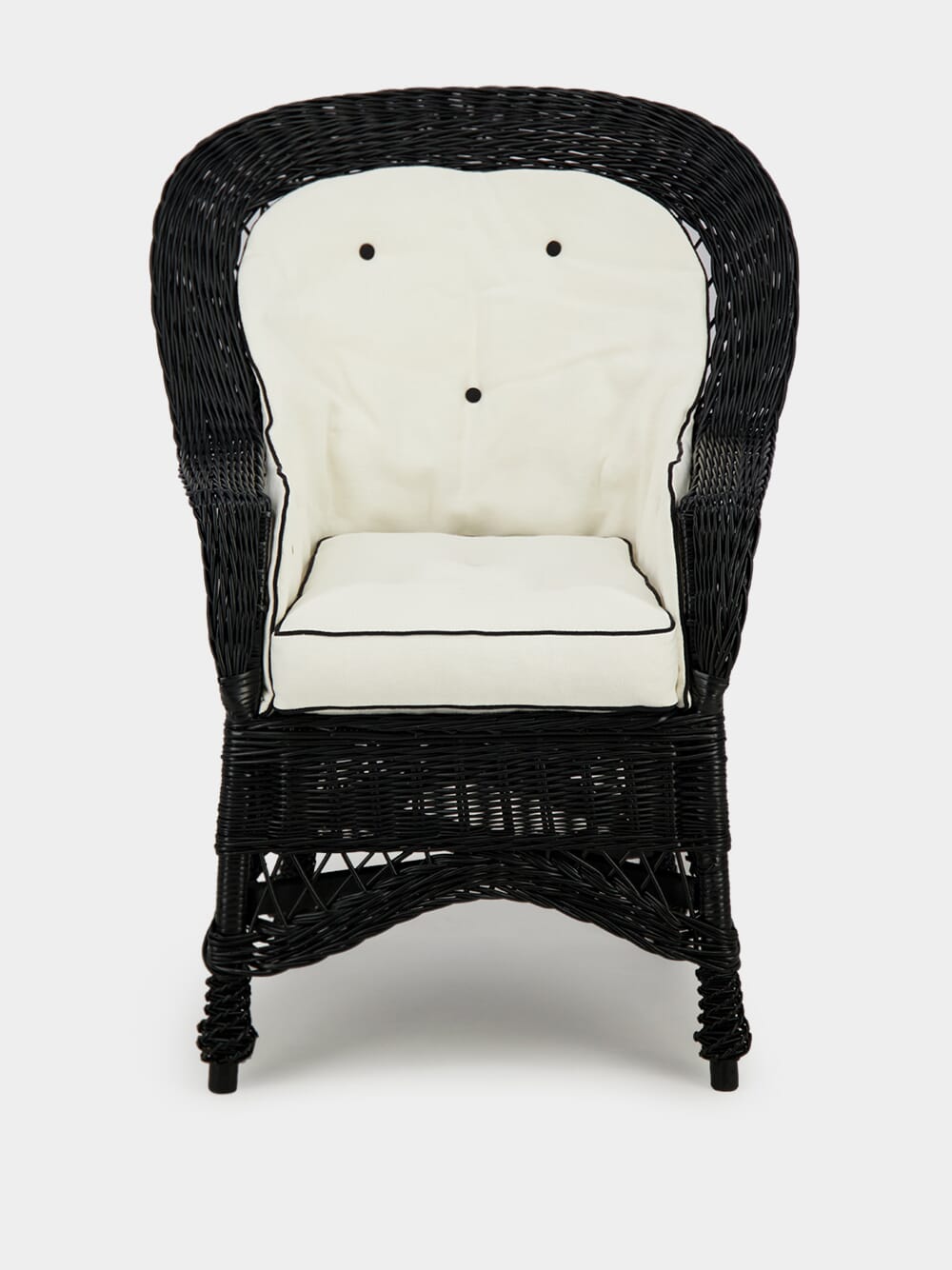 Handmade Furnas Black Wicker Armchair