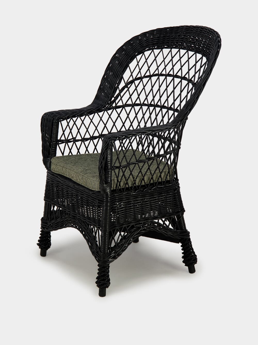 Handmade Furnas Black Wicker Armchair