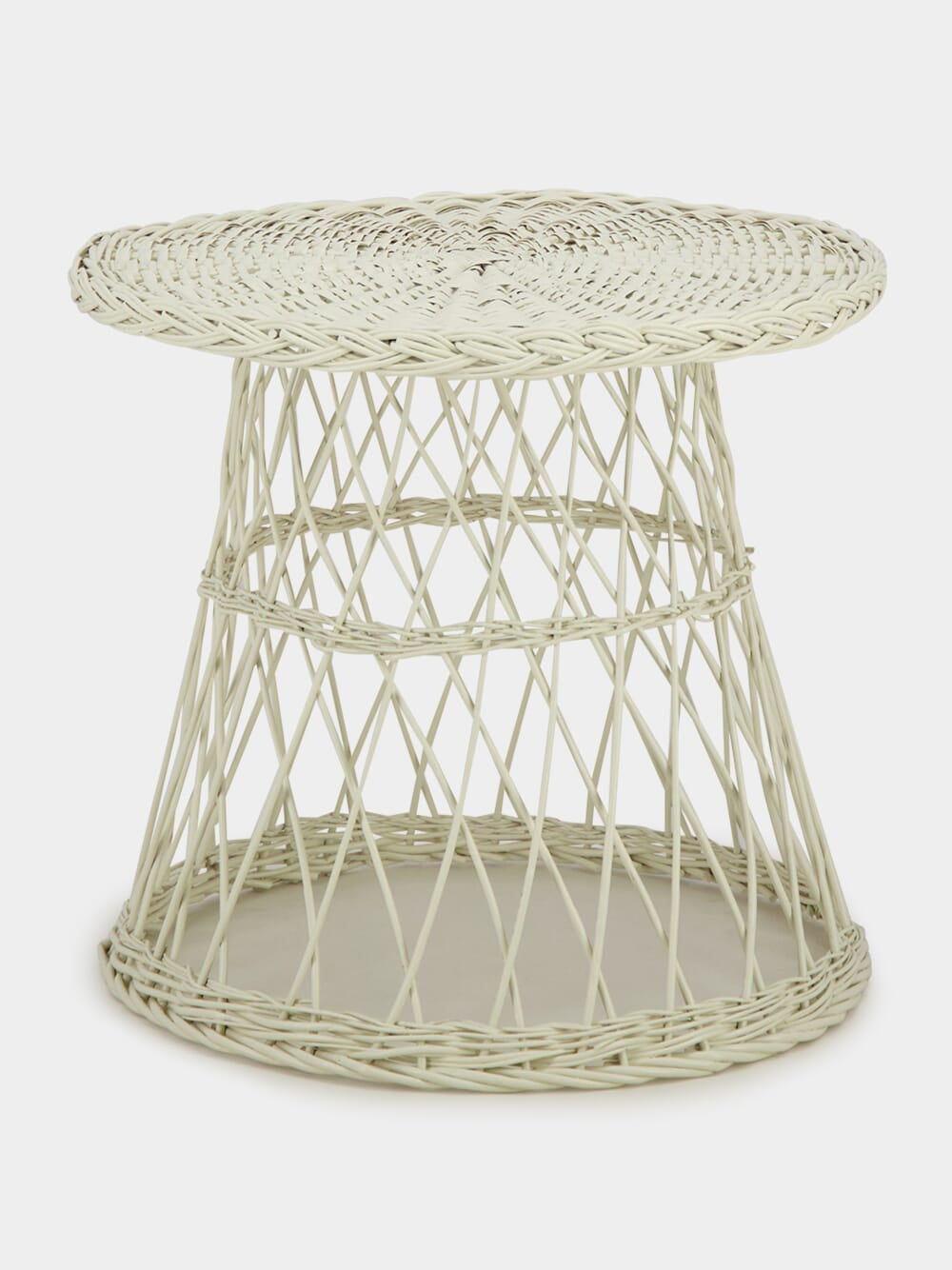 Handmade Furnas Ivory Wicker Side Table