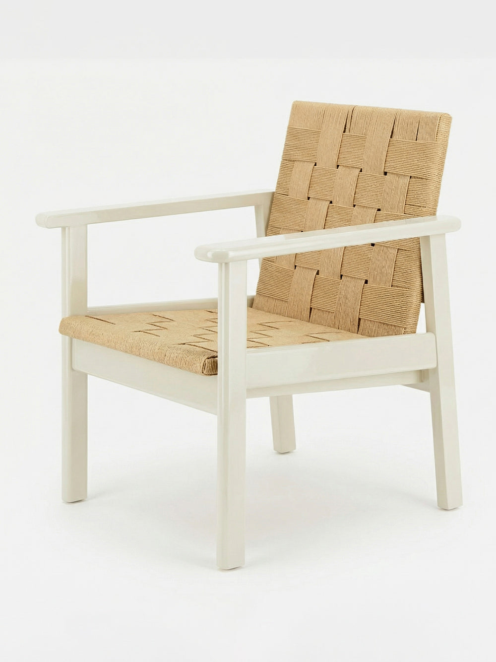 Medeiros Ivory Wood and Natural Cord Armchair