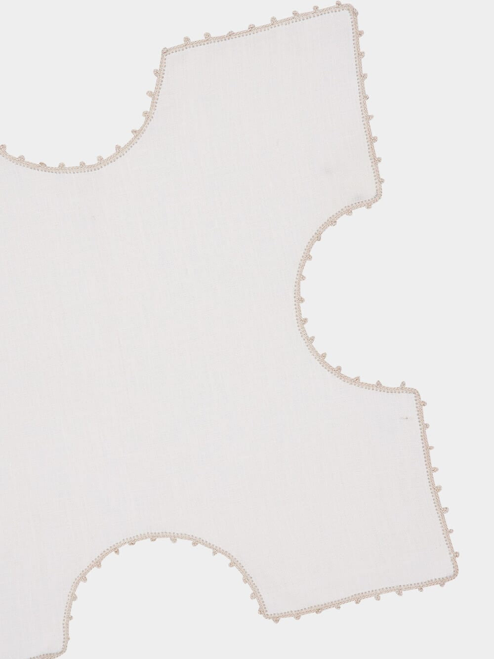 Hand-Embroidered Teresa White Linen With Ivory Crochet Bread Basket Cloth