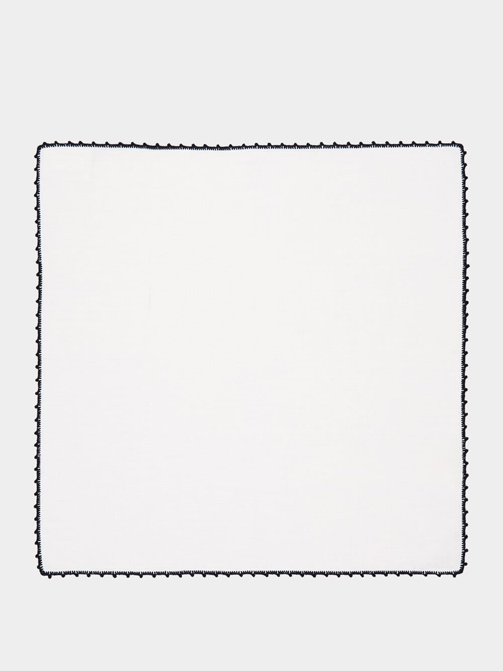 Hand-Embroidered Teresa White Linen with Black Crochet Napkin
