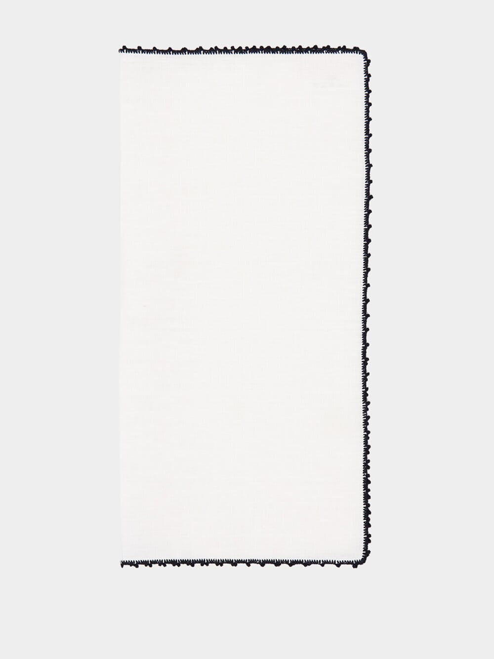Hand-Embroidered Teresa White Linen with Black Crochet Napkin
