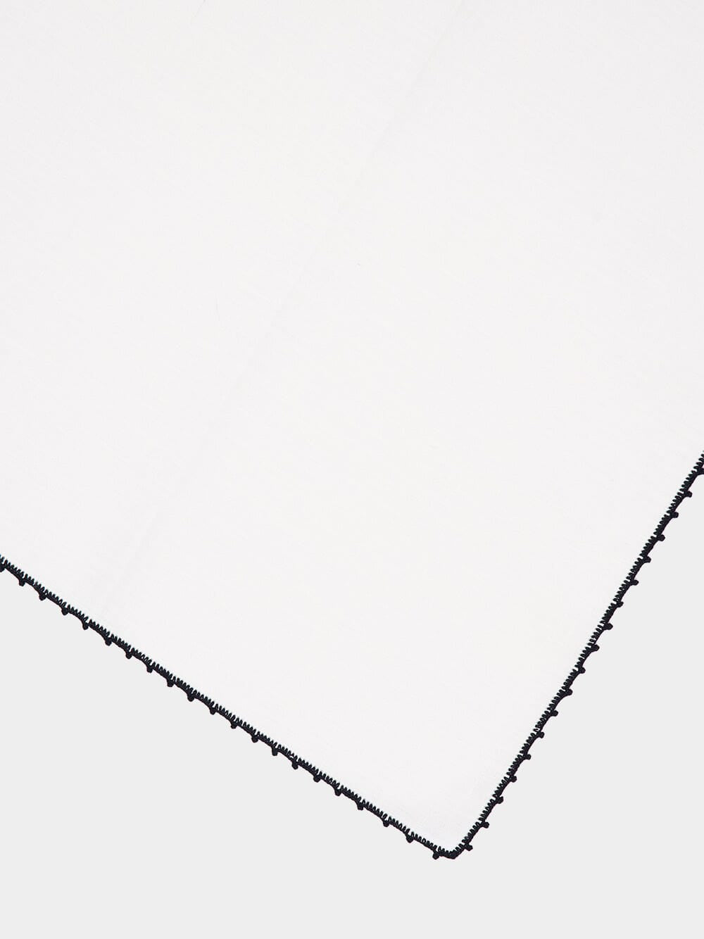 Hand-Embroidered Teresa White Linen with Black Crochet Napkin