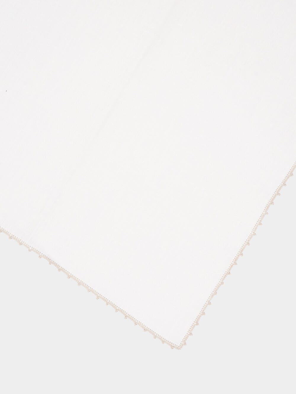 Hand-Embroidered Teresa White Linen with Ivory Crochet Napkin