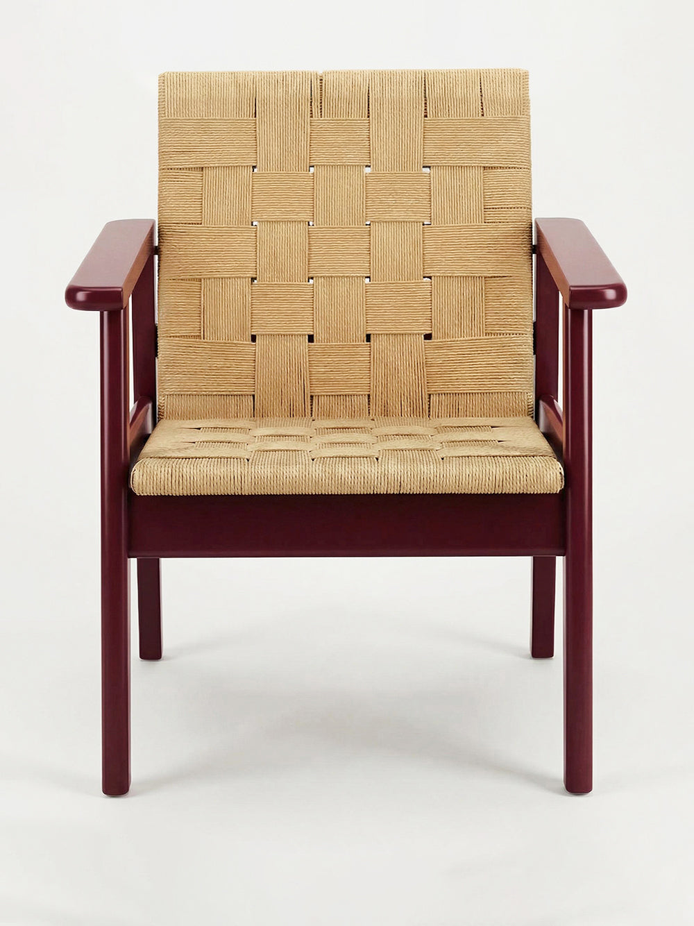 Medeiros Bordeaux Wood and Natural Cord Armchair