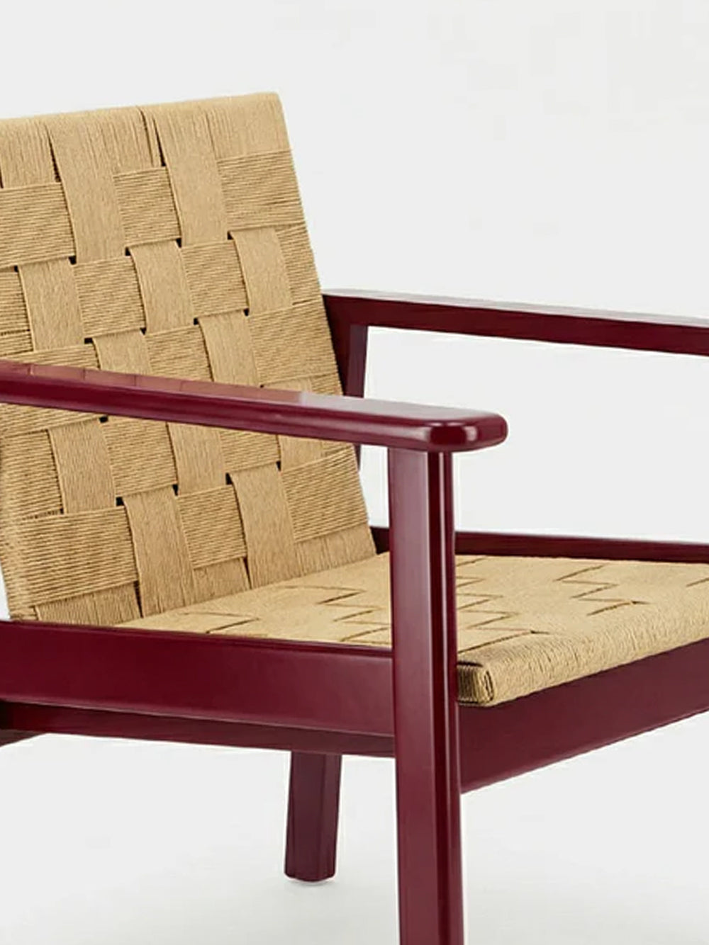 Medeiros Bordeaux Wood and Natural Cord Armchair