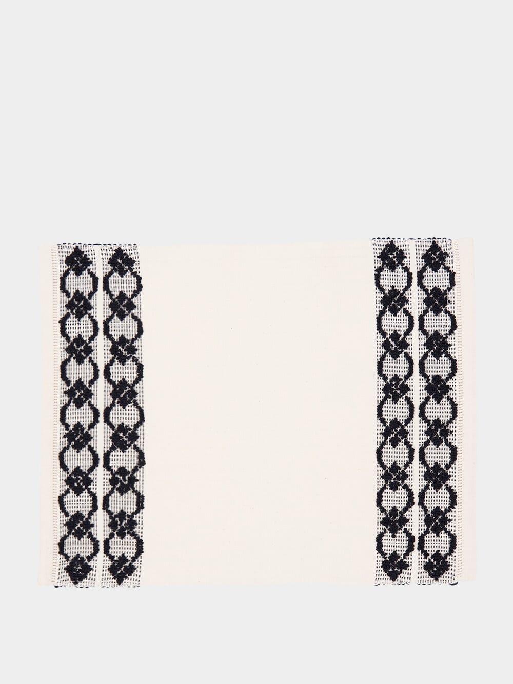 Handmade Isabel Ivory and Black Cotton Linen Placemat
