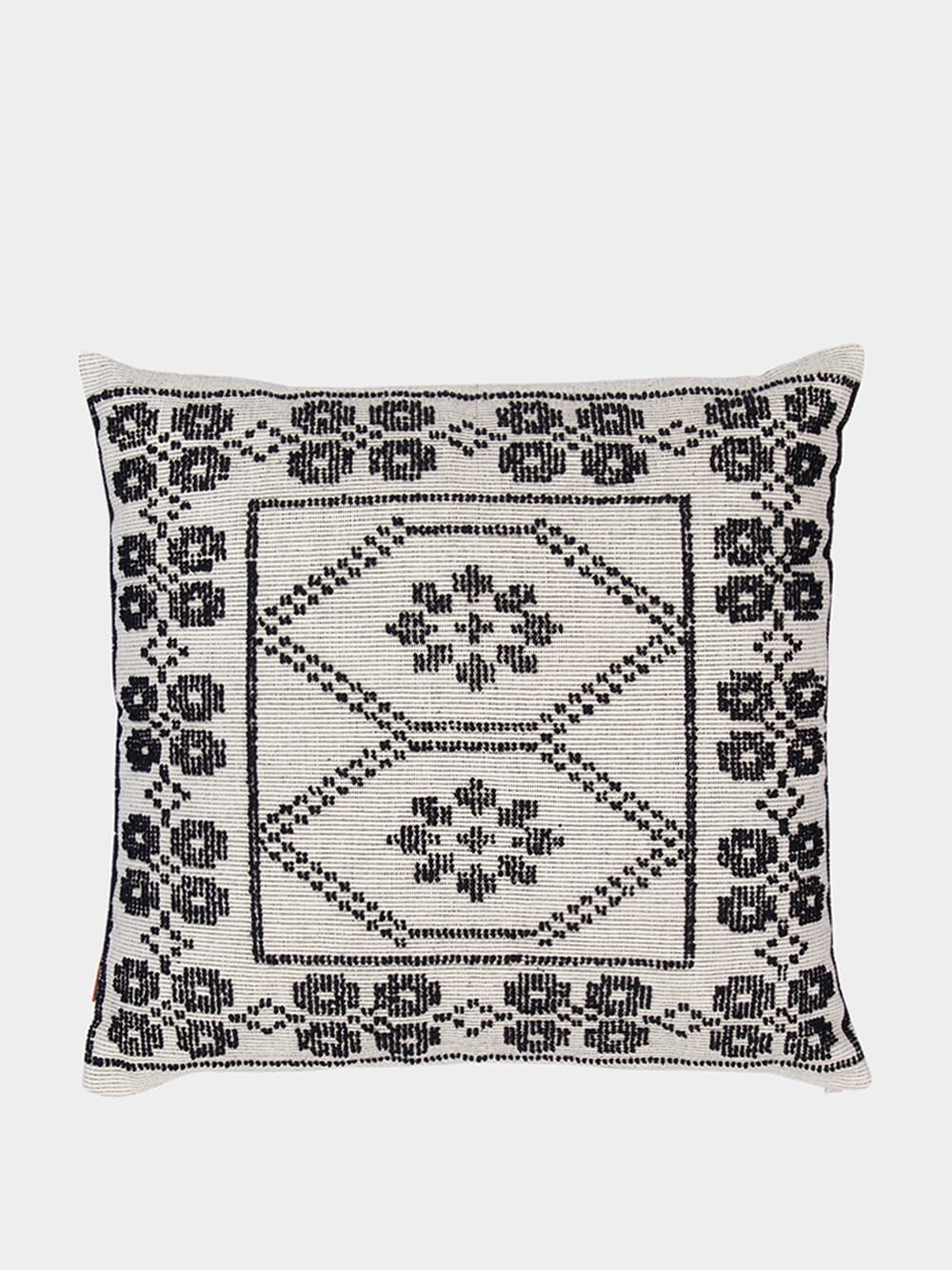 Handmade Inês Black Cotton and Linen Cushion