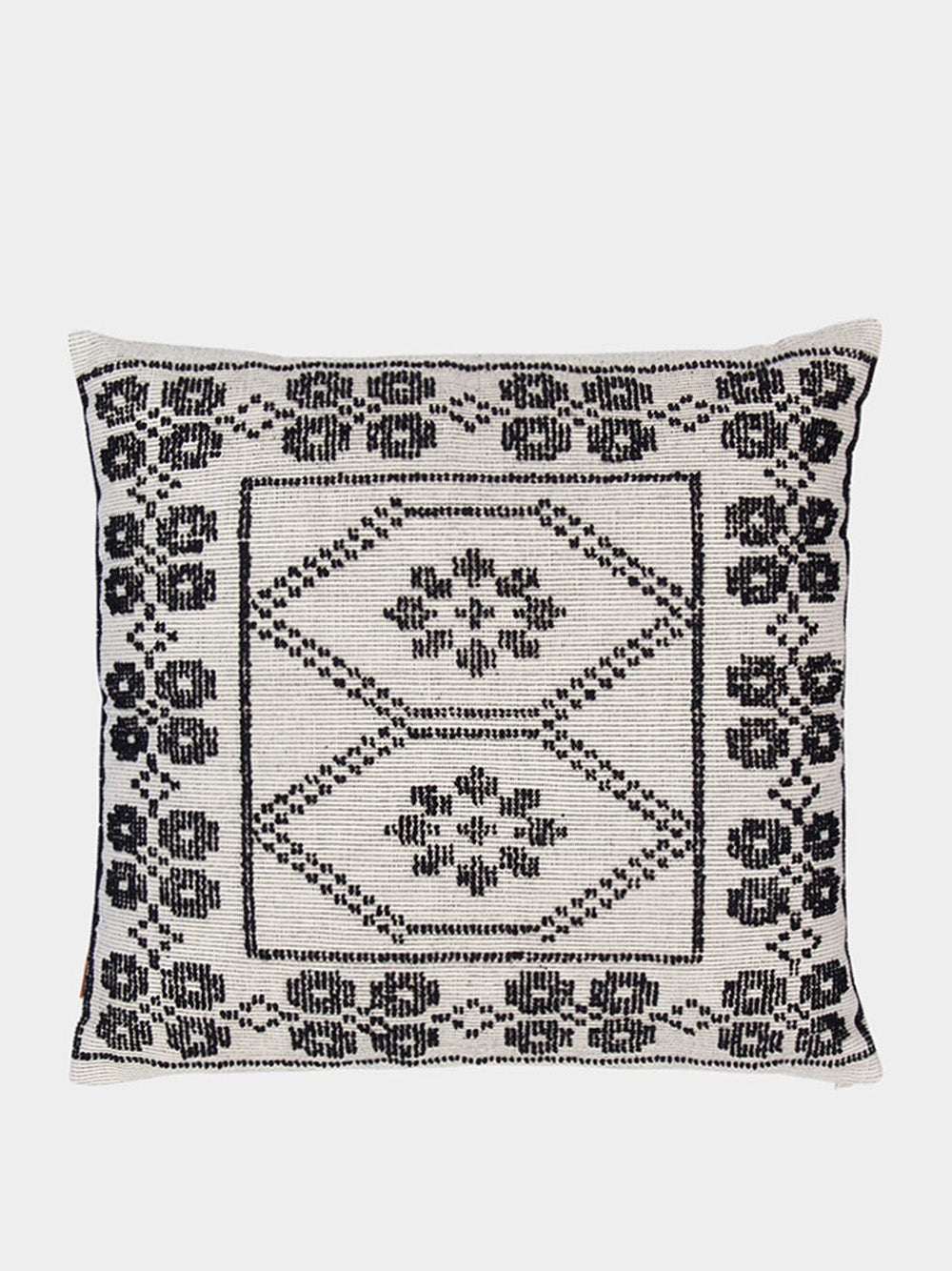 Handmade Inês Black Cotton and Linen Cushion