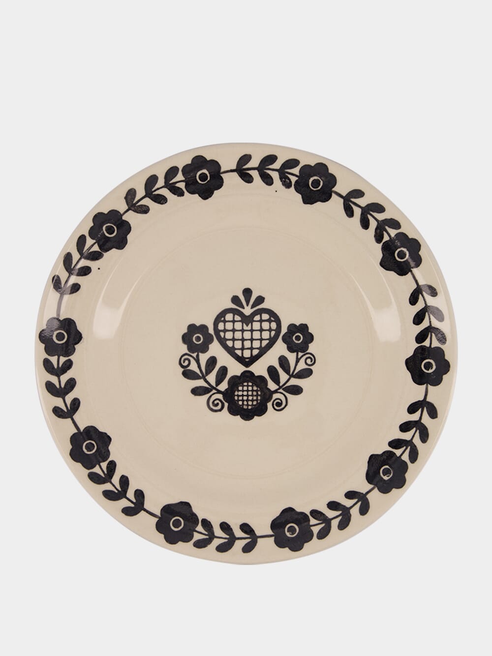Hand-Painted Viana Black Stoneware Dinner Plate