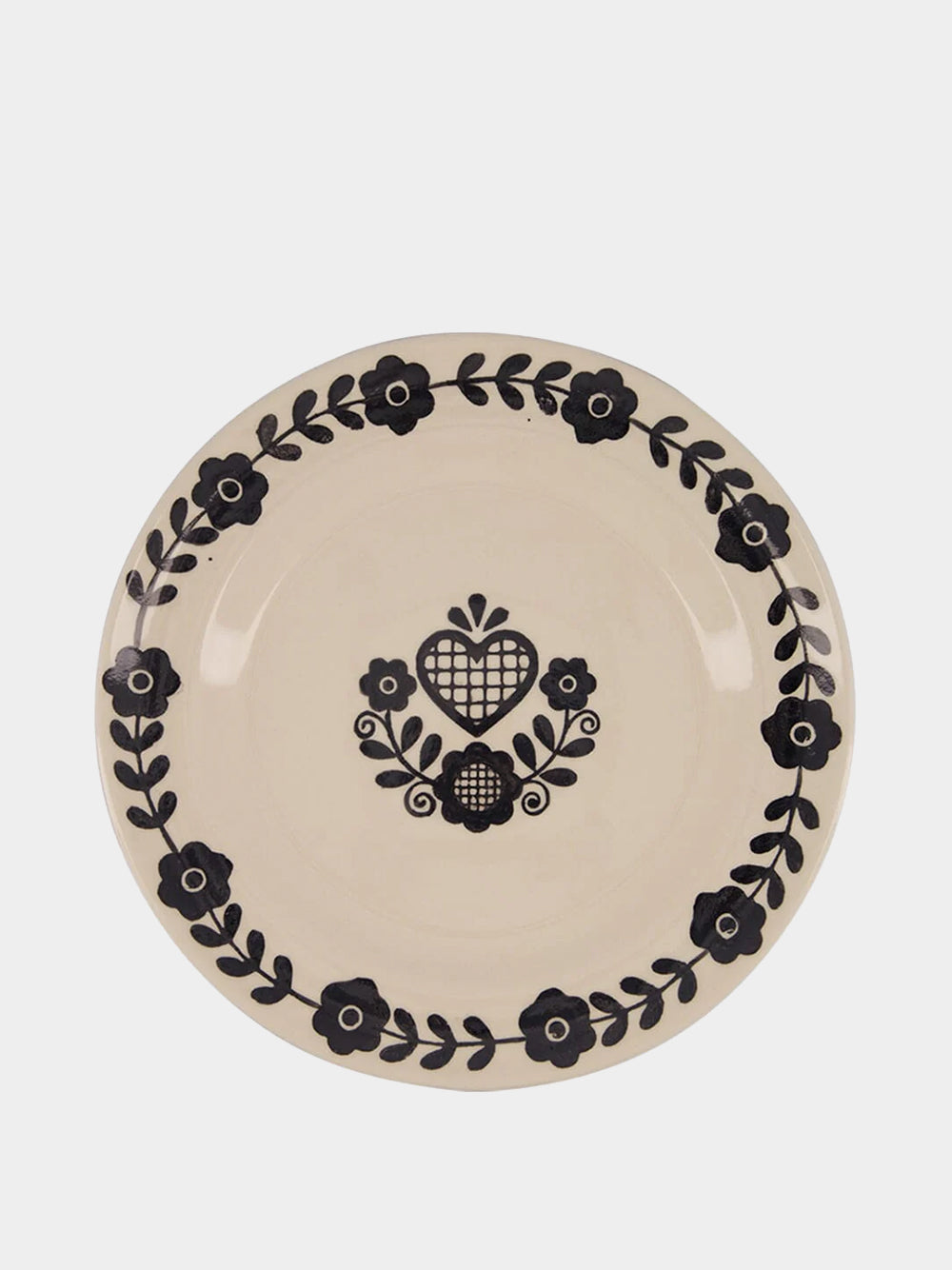Hand-Painted Viana Black Stoneware Dinner Plate