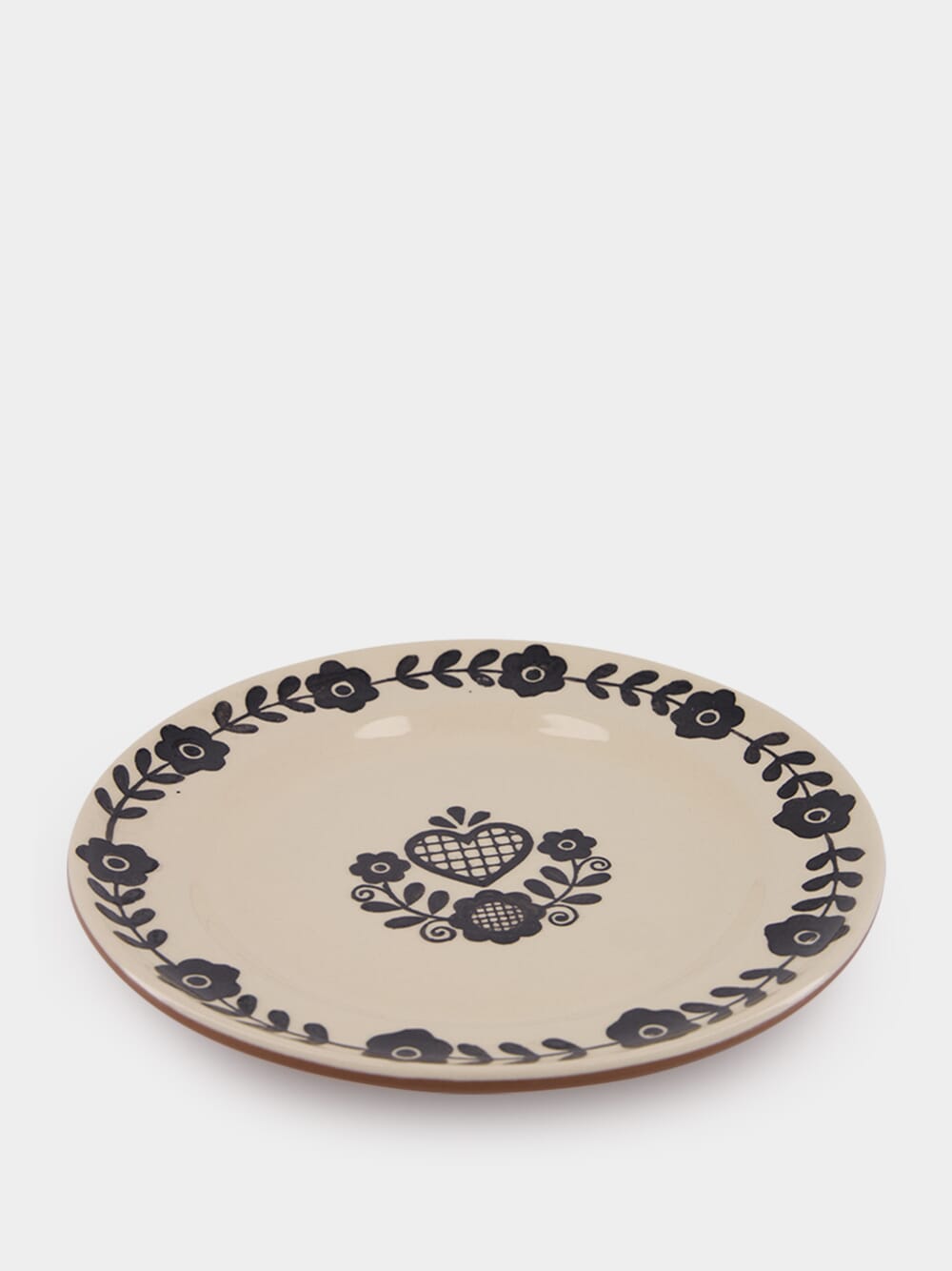 Hand-Painted Viana Black Stoneware Dinner Plate