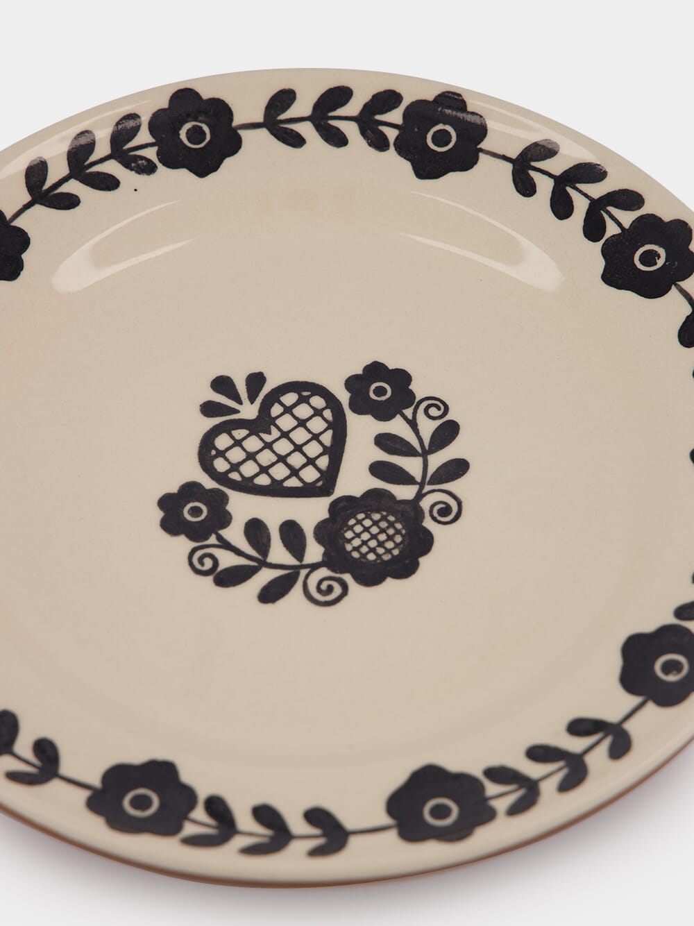 Hand-Painted Viana Black Stoneware Dinner Plate