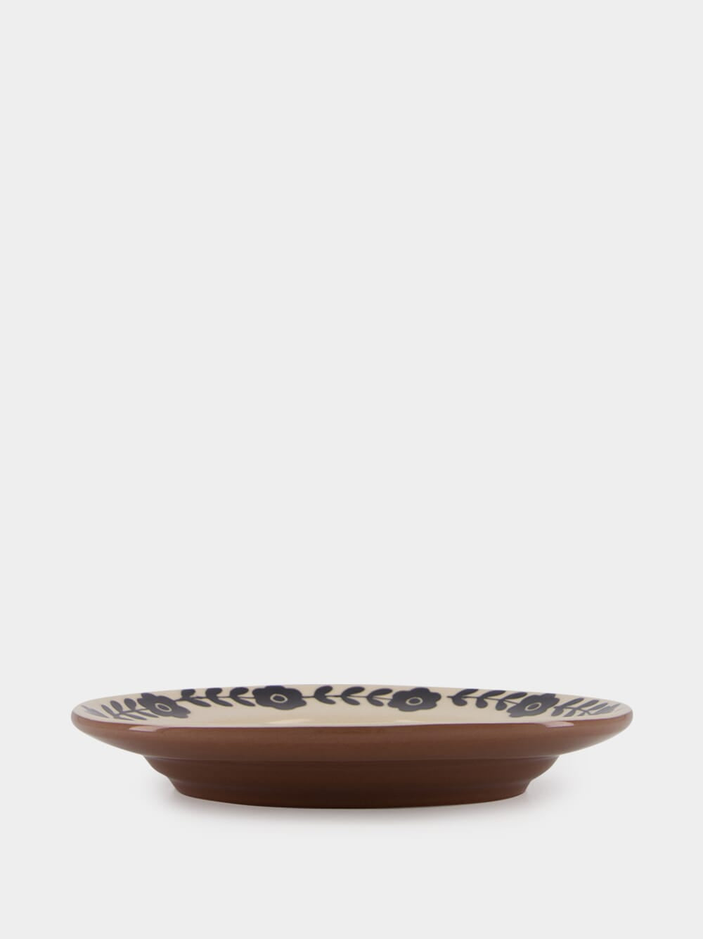 Hand-Painted Viana Black Stoneware Dessert Plate