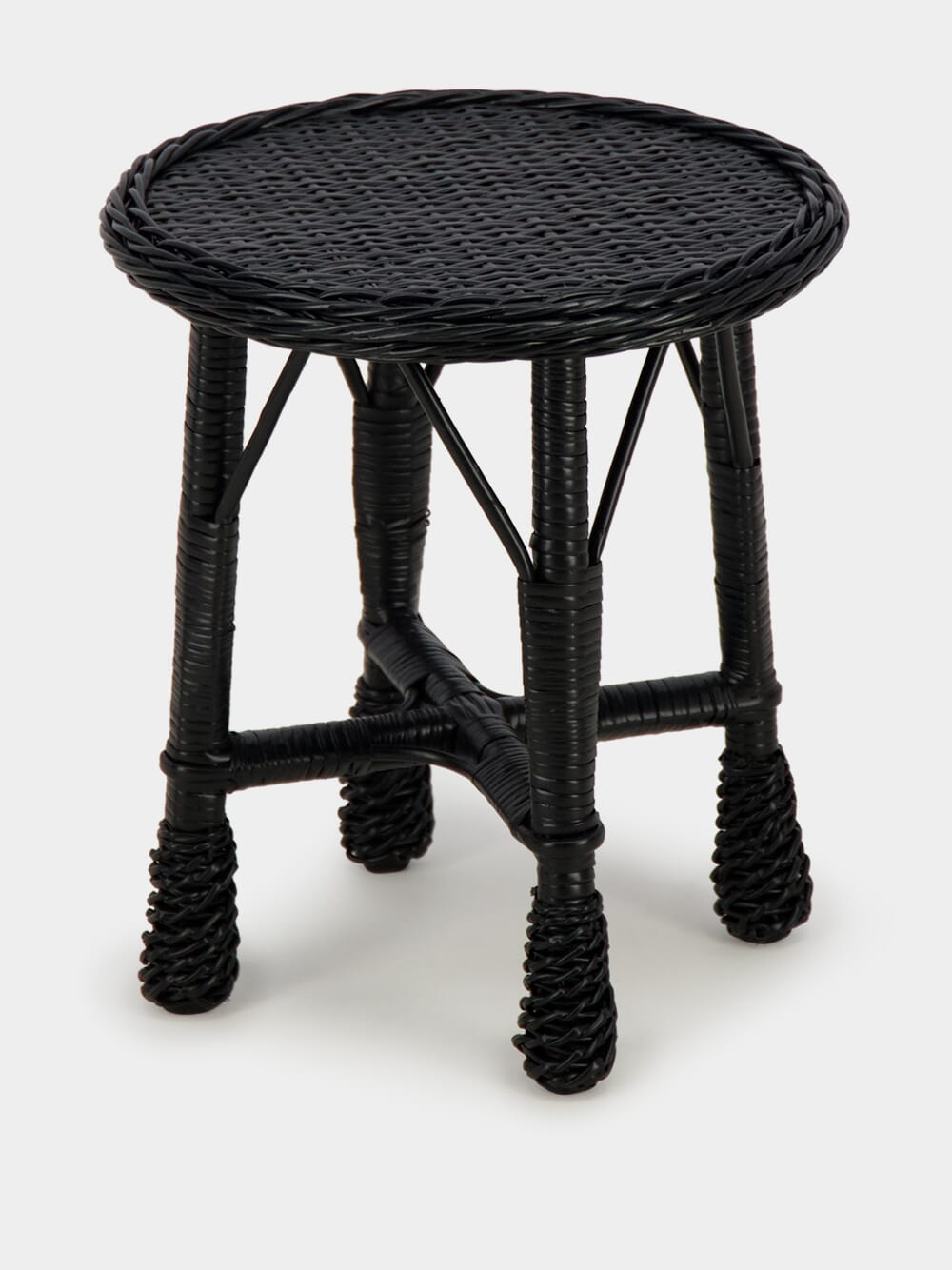 Handmade Furnas Black Wicker Stool
