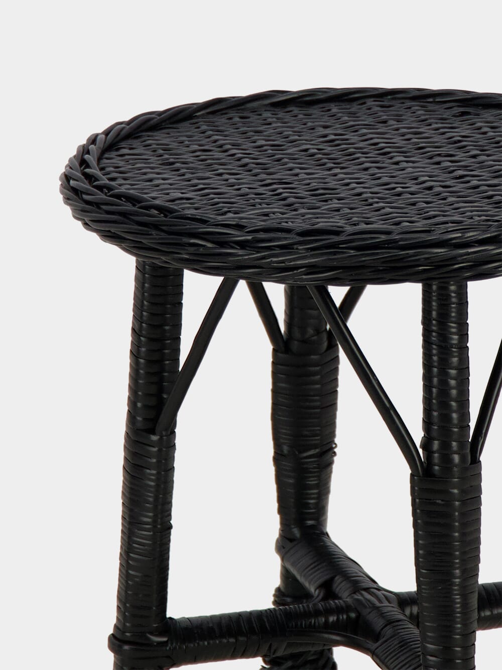Handmade Furnas Black Wicker Stool