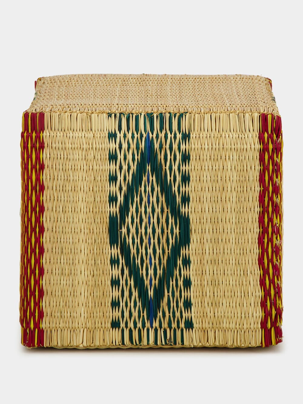 Handmade Coruche Natural and Multicolour Reed Ottoman