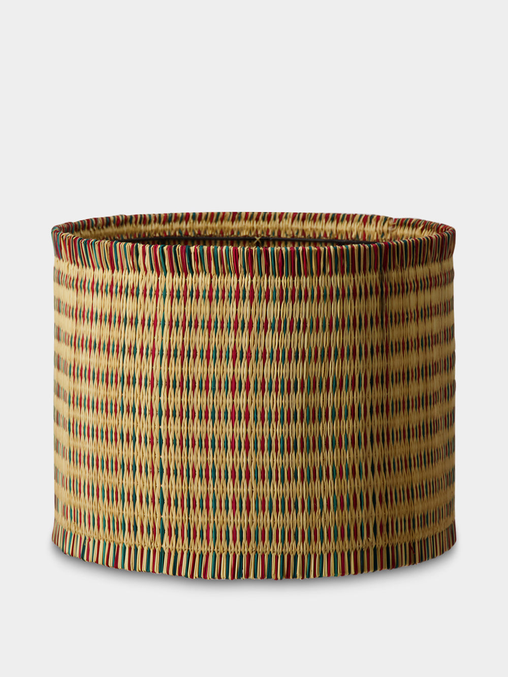Handmade Coruche Natural, Red and Green Reed Medium Lampshade