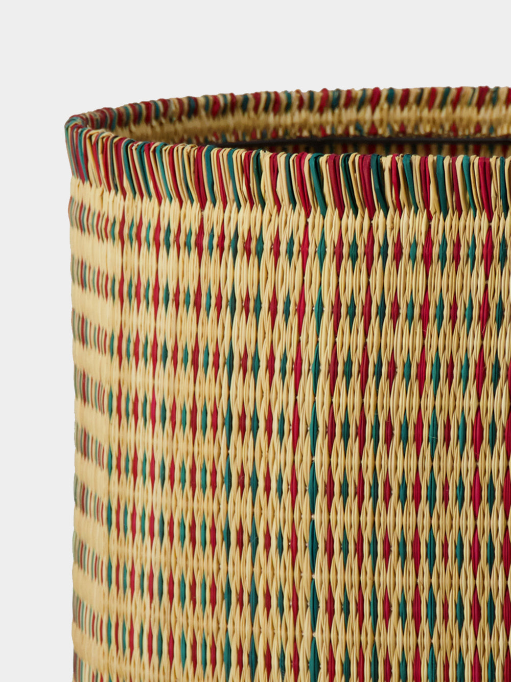 Handmade Coruche Natural, Red and Green Reed Medium Lampshade
