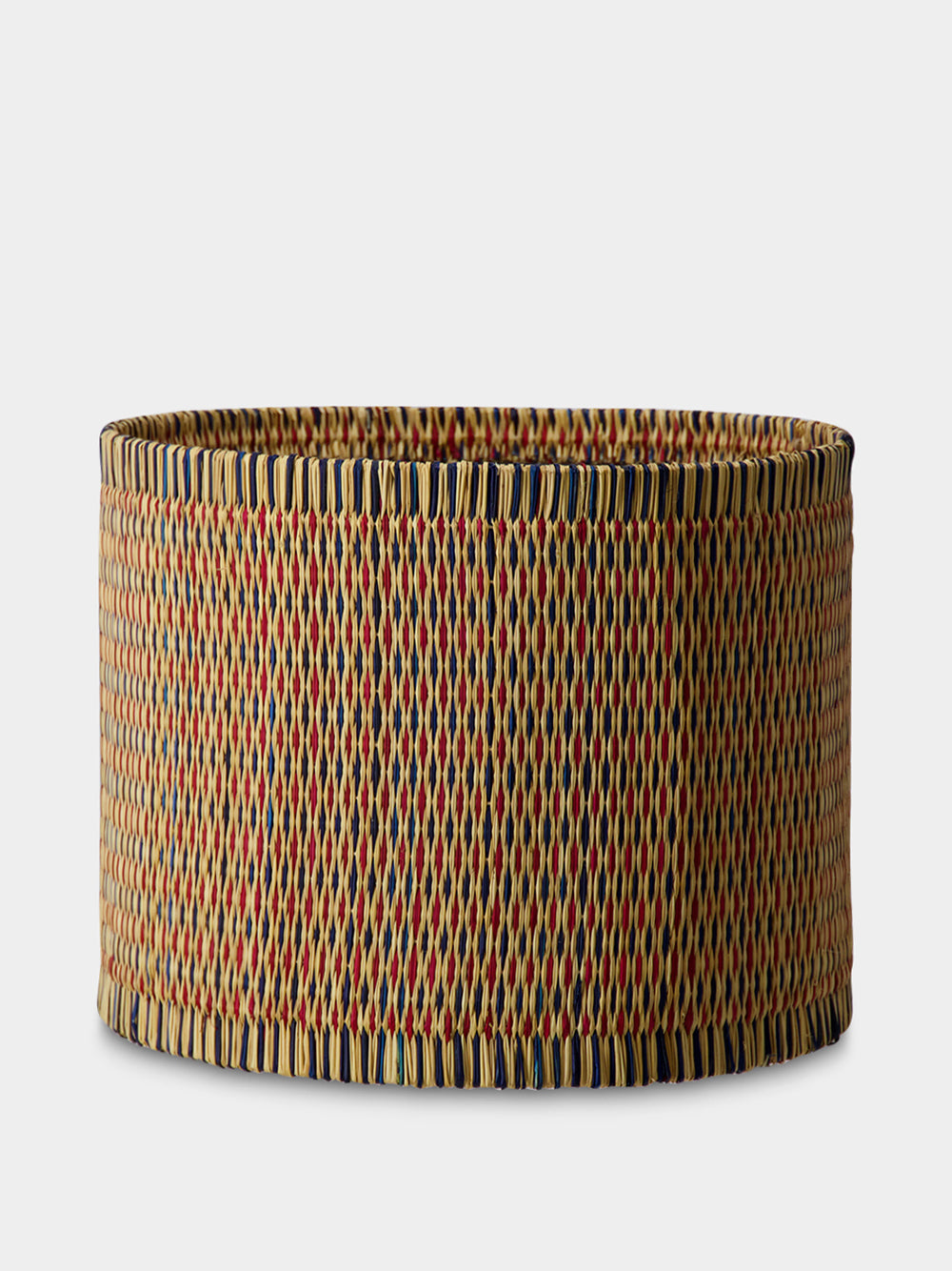 Handmade Coruche Natural, Red and Blue Reed Medium Lampshade