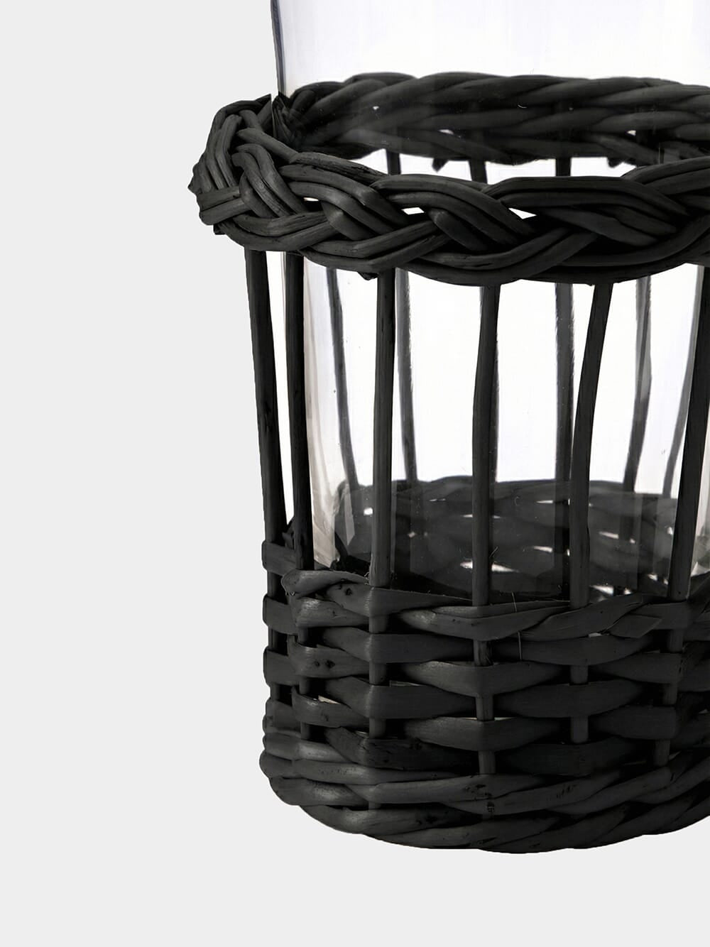 Handmade Vitória Black Wicker and Tall Glass Tumbler