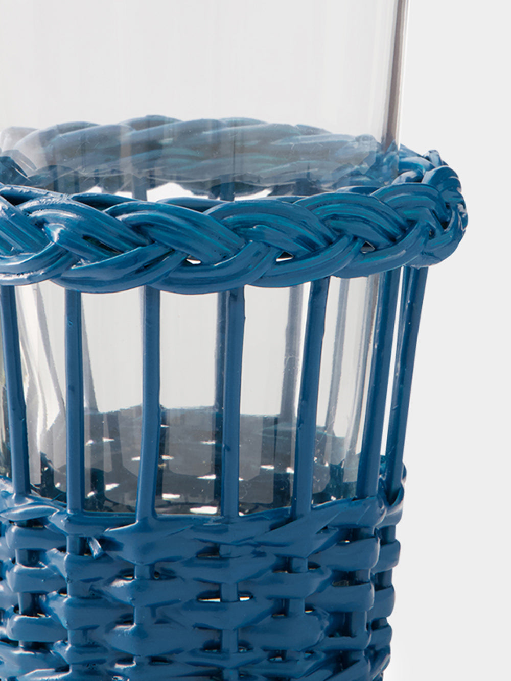 Handmade Vitória Blue Wicker and Glass Tumbler