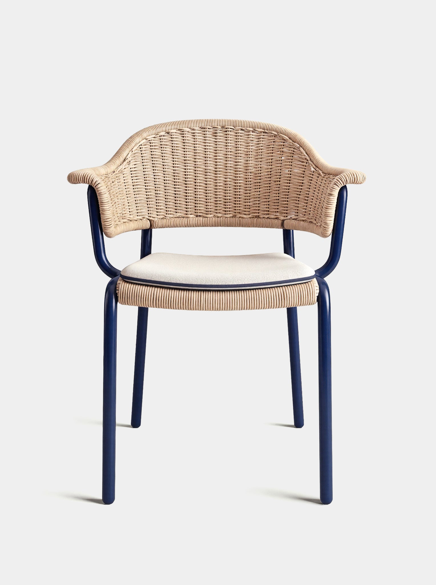 Carvalhal Blue Metal and Handmade Wicker Dining Chair
