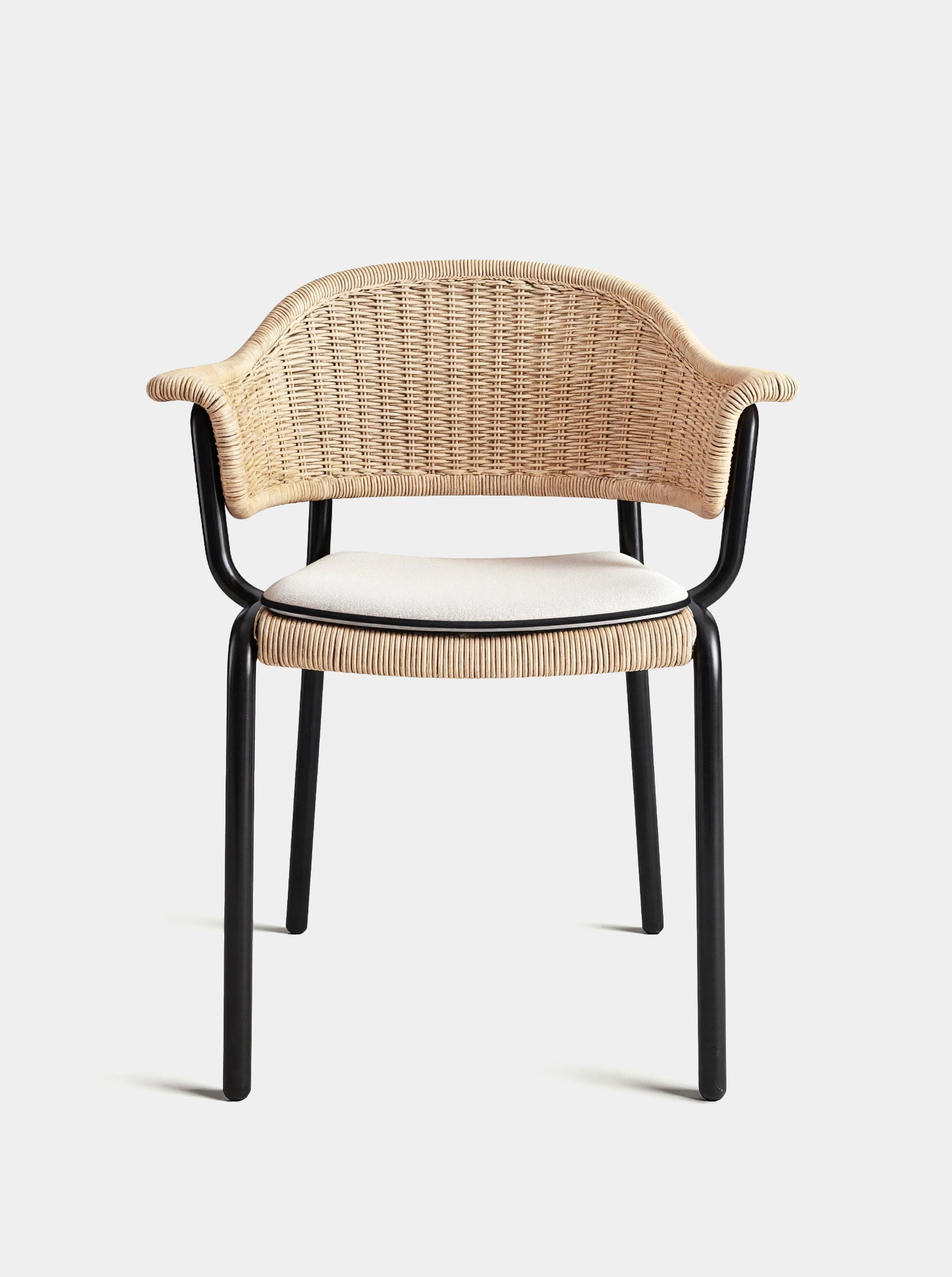 Carvalhal Black Metal and Handmade Wicker Dining Chair