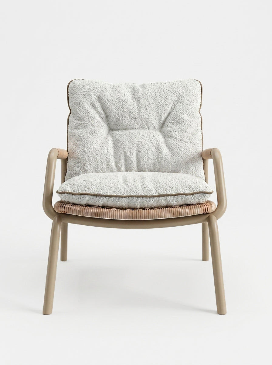 Carvalhal Sand Metal and Handmade Wicker Lounge Chair