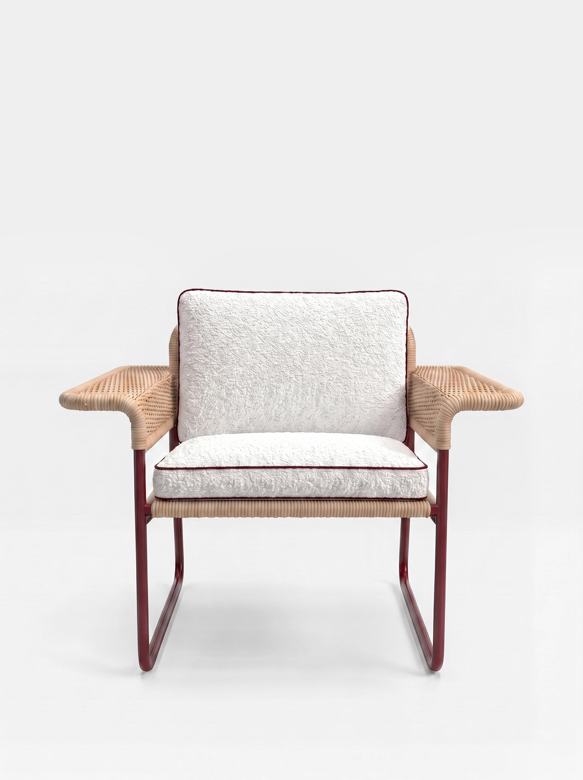 Carvalhal Bordeaux Metal and Handmade Wicker Easy Chair