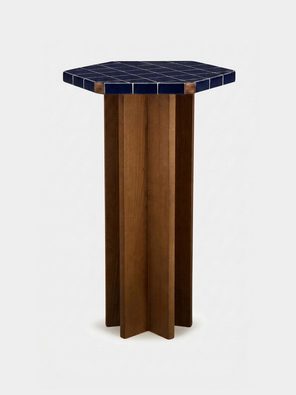 Lisboa Blue Ceramic Tile and Ash Wood Bar Table