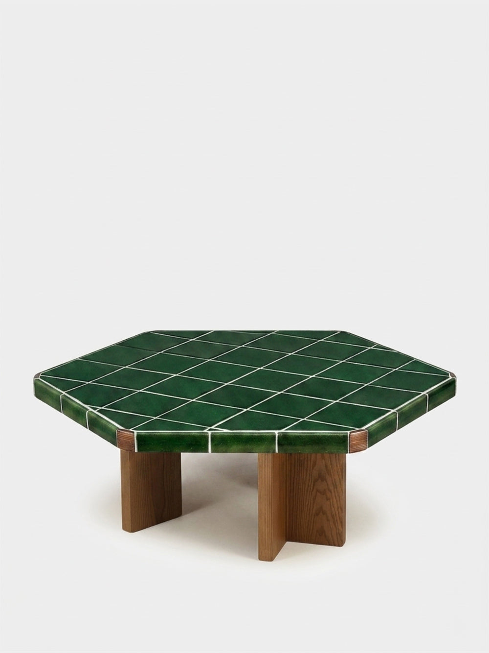 Lisboa Green Ceramic Tile and Ash Wood Coffee Table
