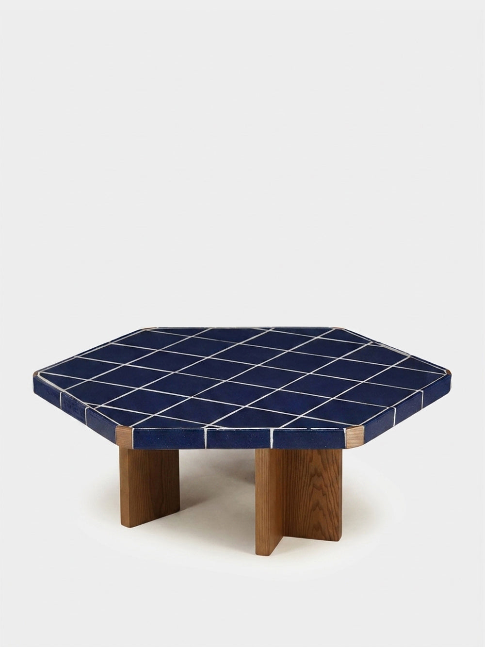 Lisboa Blue Ceramic Tile and Ash Wood Coffee Table