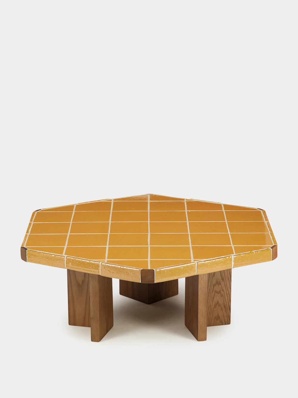 Lisboa Yellow Ceramic Tile and Ash Wood Coffee Table