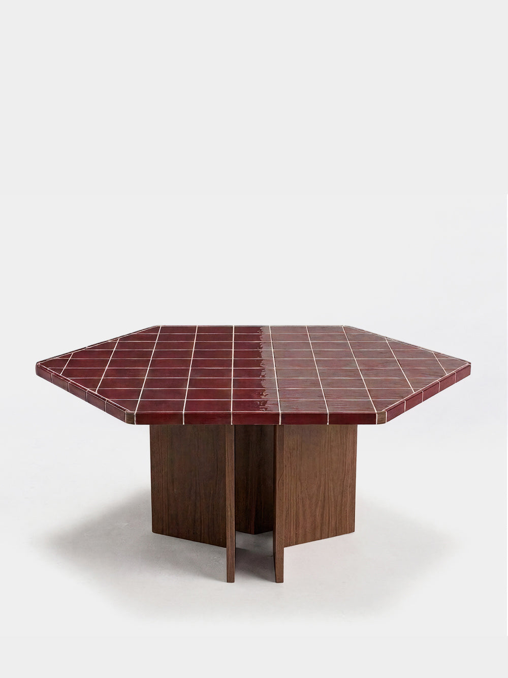 Lisboa Bordeaux Ceramic Tile and Ash Wood Large Dining Table
