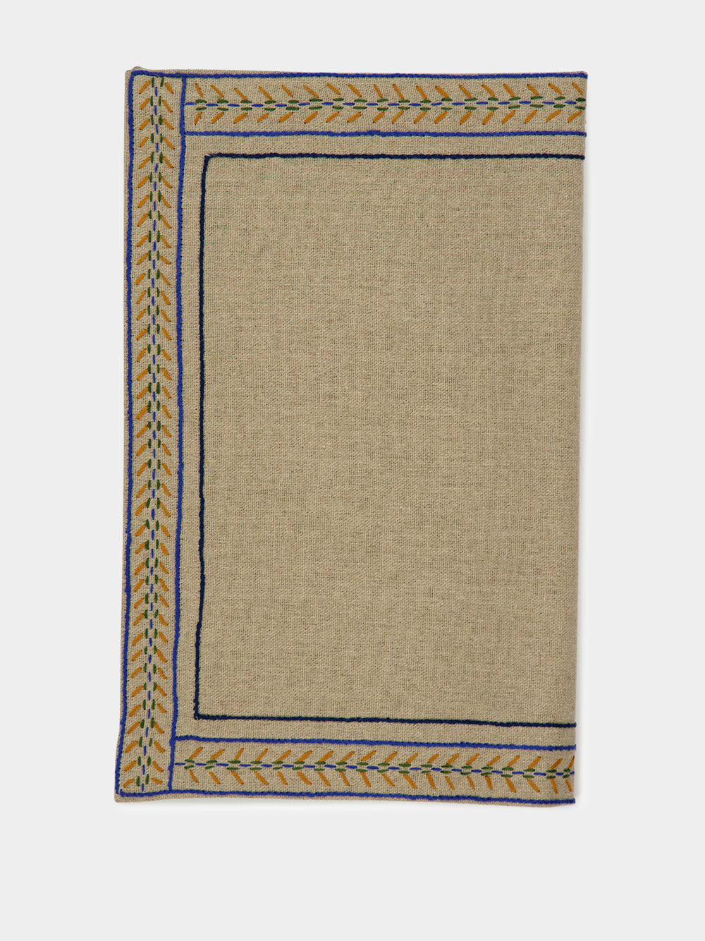 Hand-Embroidered Comporta Beige Linen with Multicolour Embroidery Placemat