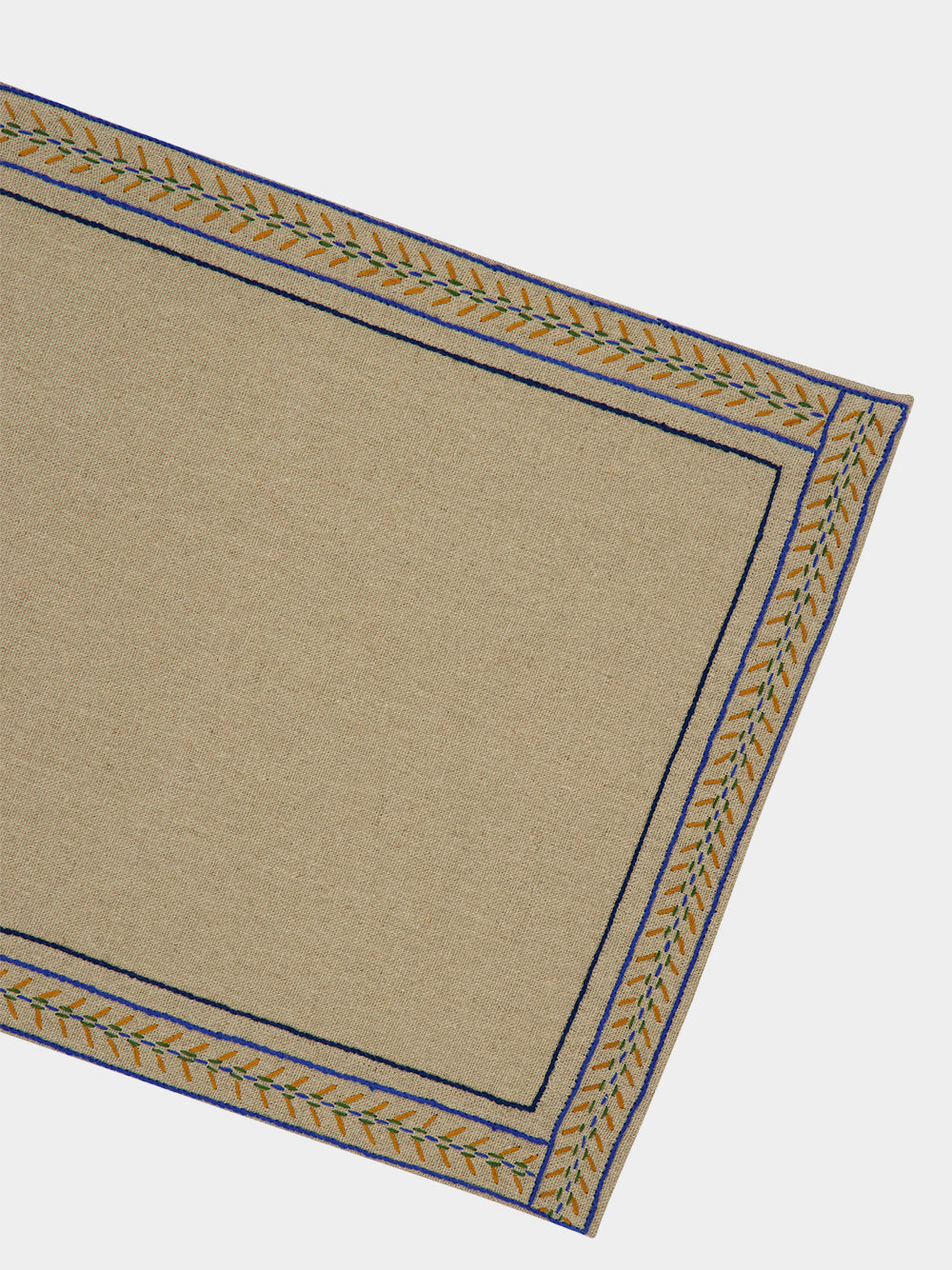 Hand-Embroidered Comporta Beige Linen with Multicolour Embroidery Placemat