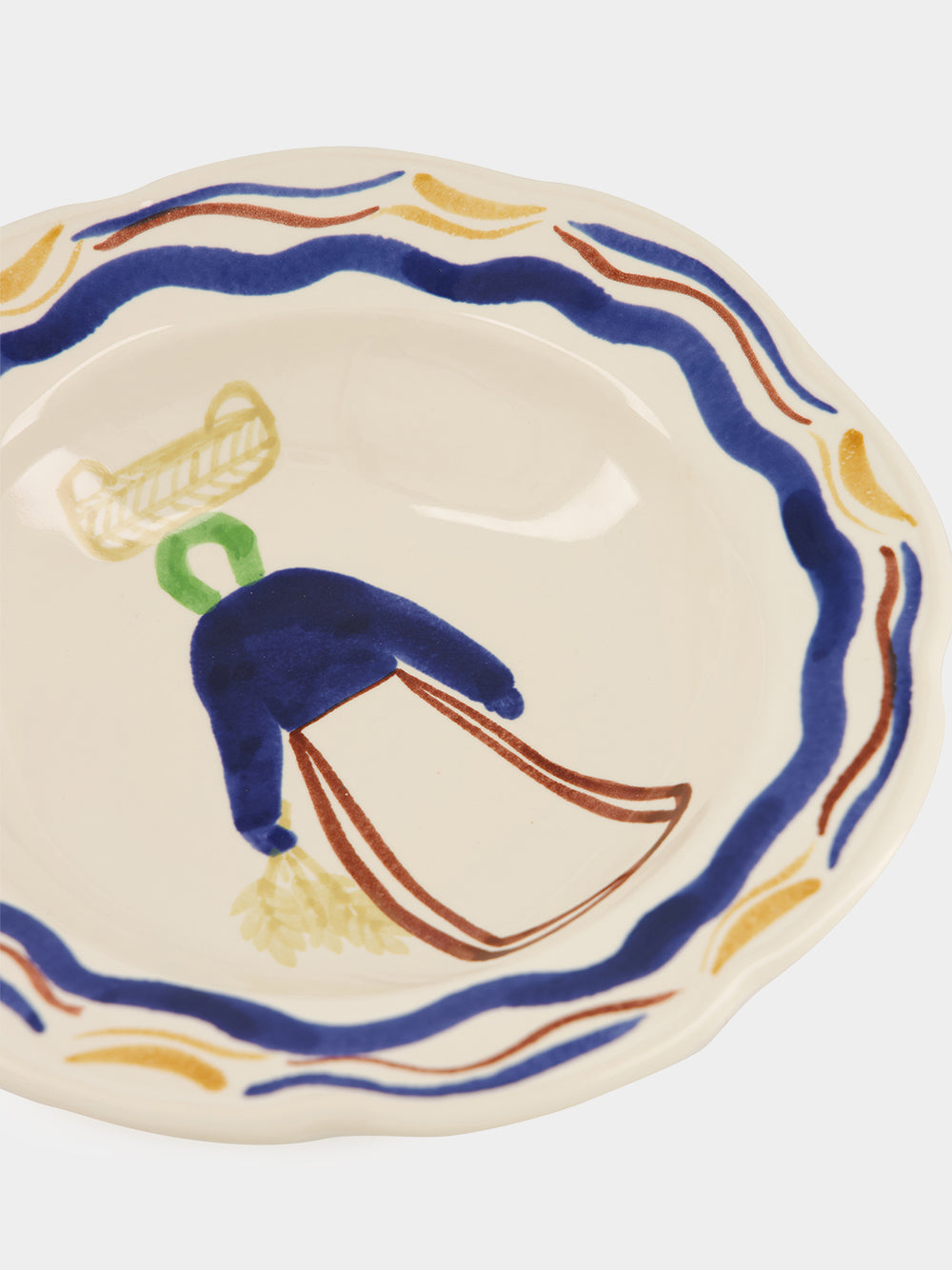 Hand-Painted Comporta The Harvester Stoneware Soup Plate