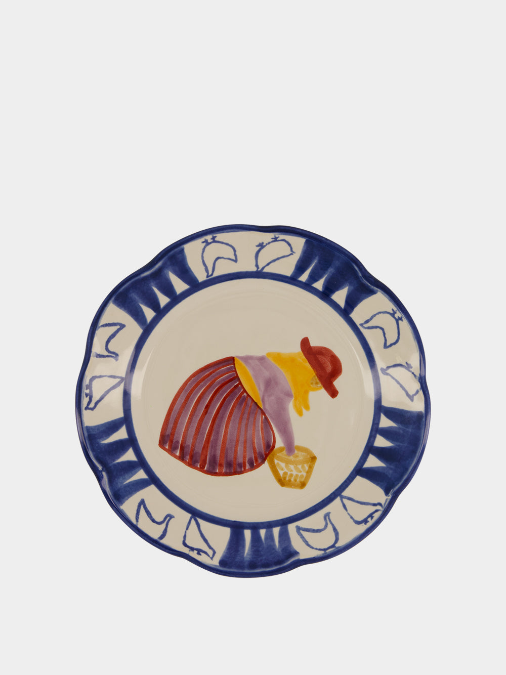 Hand-Painted Comporta The Farmer Stoneware Dessert Plate