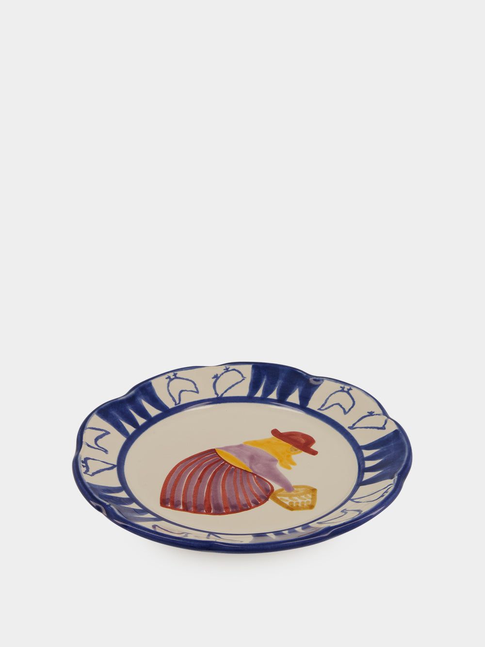 Hand-Painted Comporta The Farmer Stoneware Dessert Plate