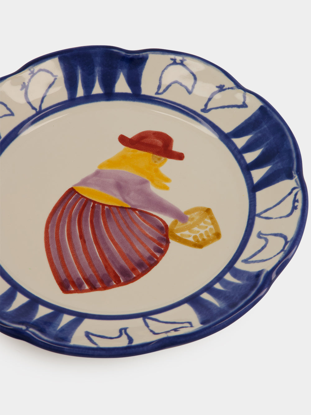 Hand-Painted Comporta The Farmer Stoneware Dessert Plate