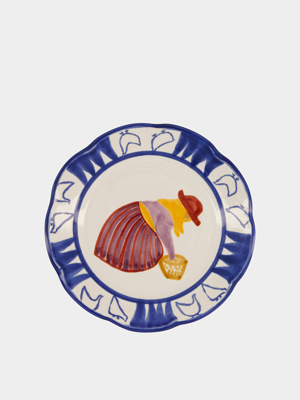 Hand-Painted Comporta The Farmer Stoneware Dessert Plate