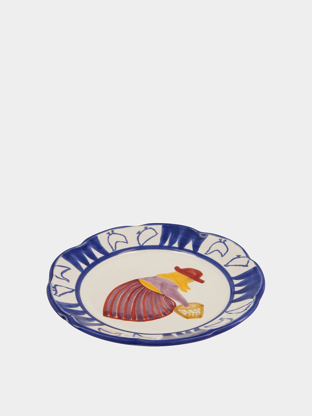 Hand-Painted Comporta The Farmer Stoneware Dessert Plate