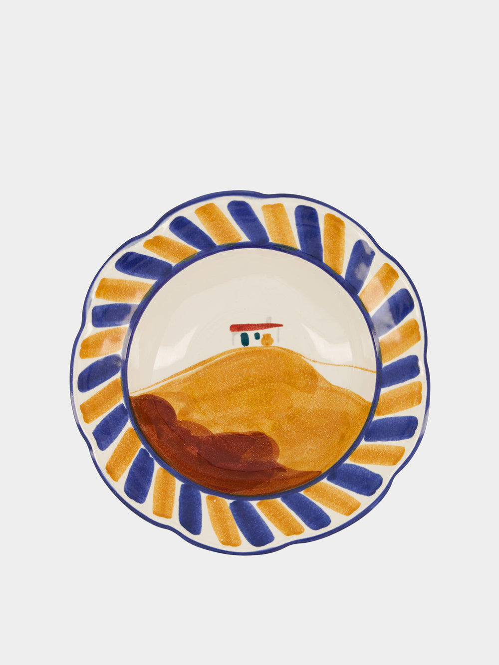 Hand-Painted Comporta House Stoneware Soup Plate