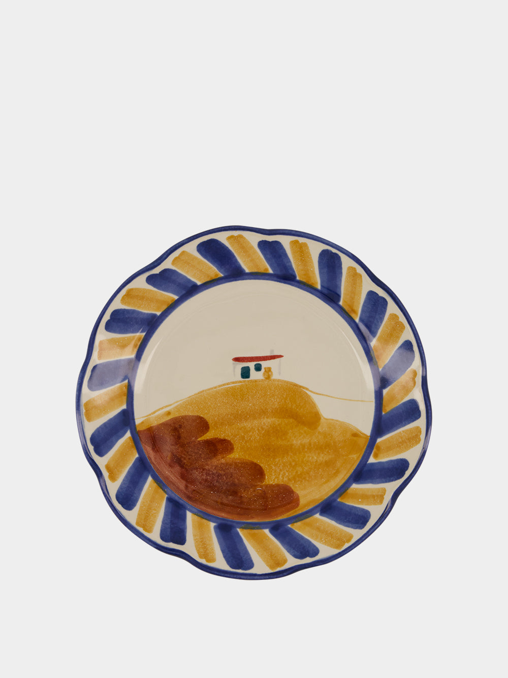 Hand-Painted Comporta House Stoneware Dessert Plate