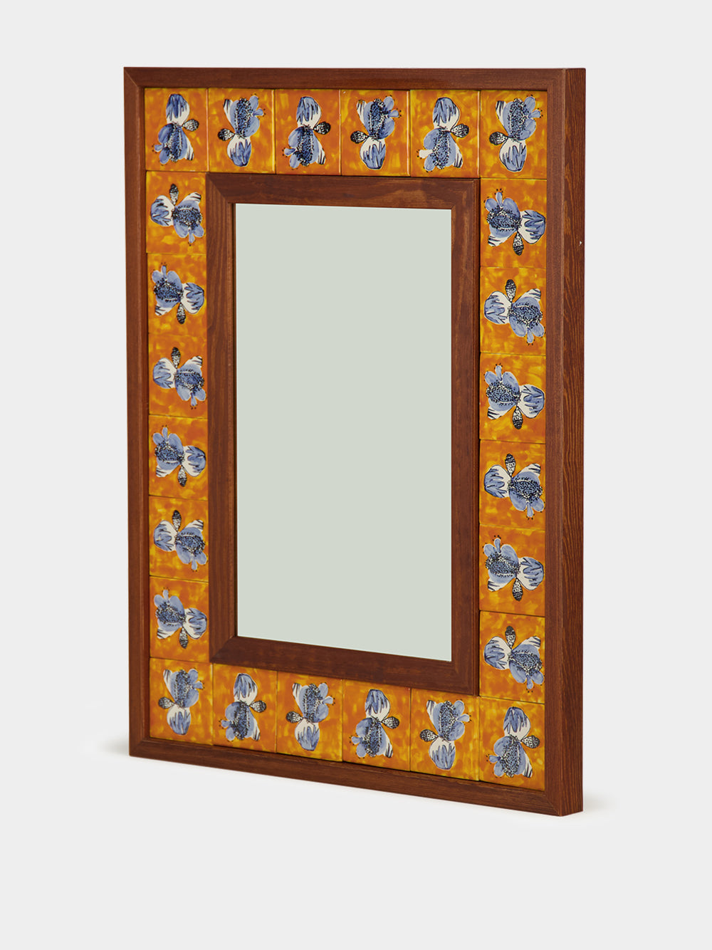Hand-Painted Comporta Multicolour Wood and Tile Small Mirror