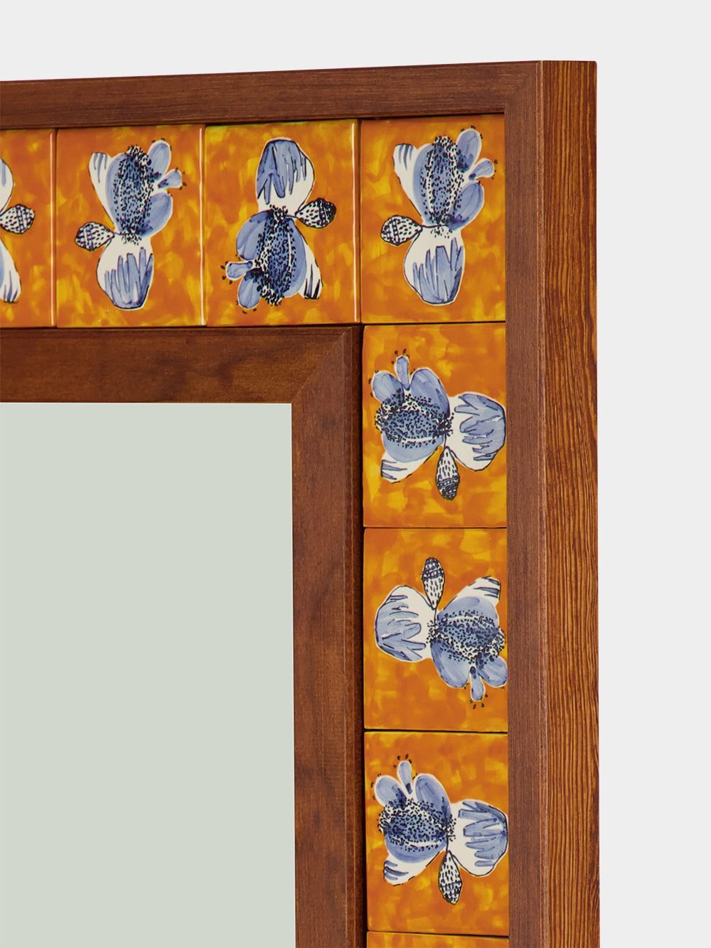 Hand-Painted Comporta Multicolour Wood and Tile Small Mirror