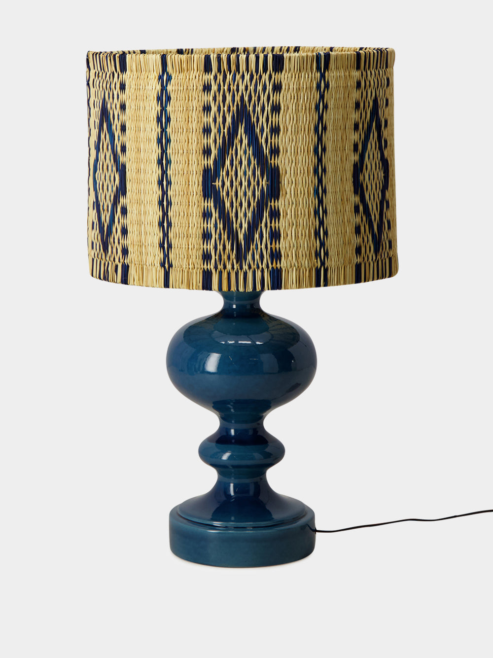 Handmade Coruche Natural and Blue Reed Large Lampshade