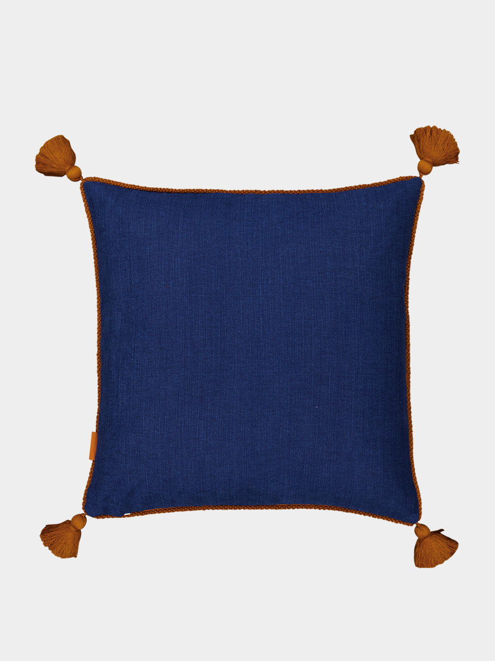 Teles Blue Cotton Linen and Chenille Embroidered Cushion